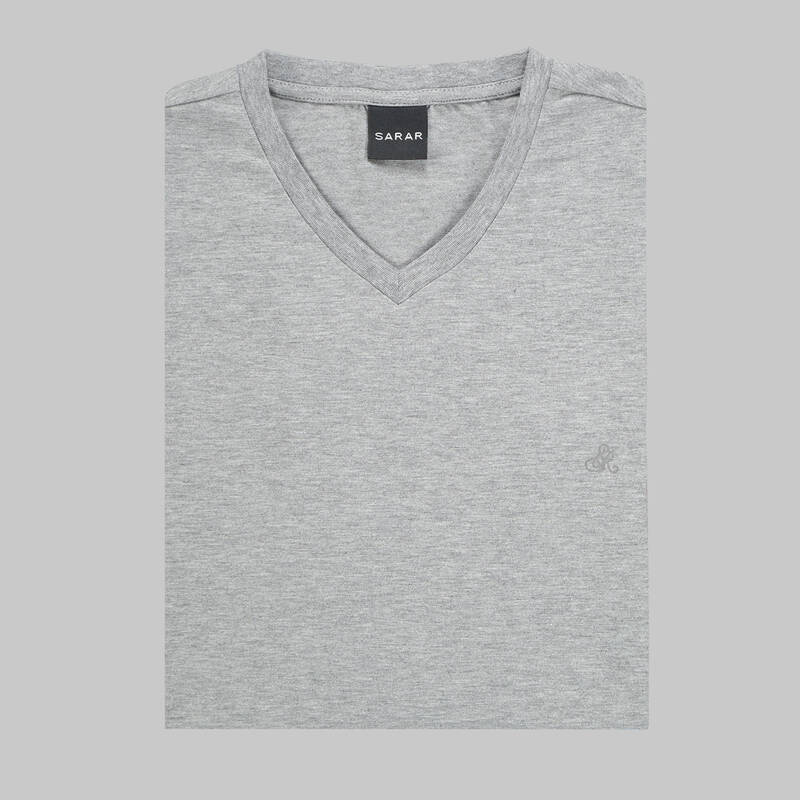 Sarar V Yaka Gri Tişört - 3