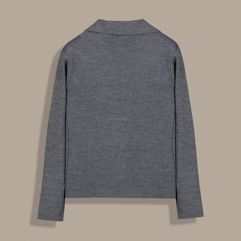 Versa Düğmeli Gri Melanj Hırka - SARAR WOMAN