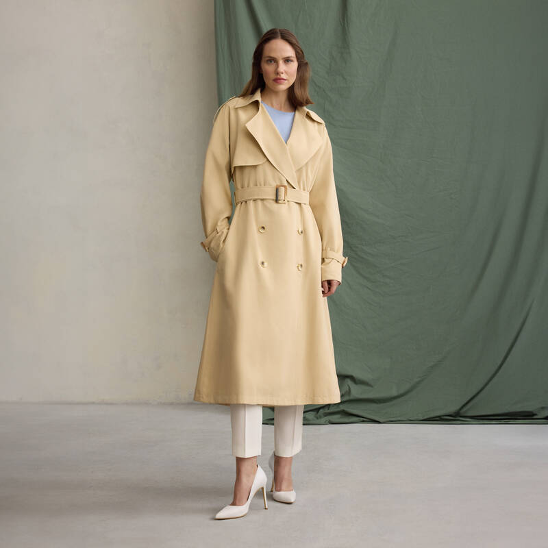 Bej Kadın Trençkot - 1