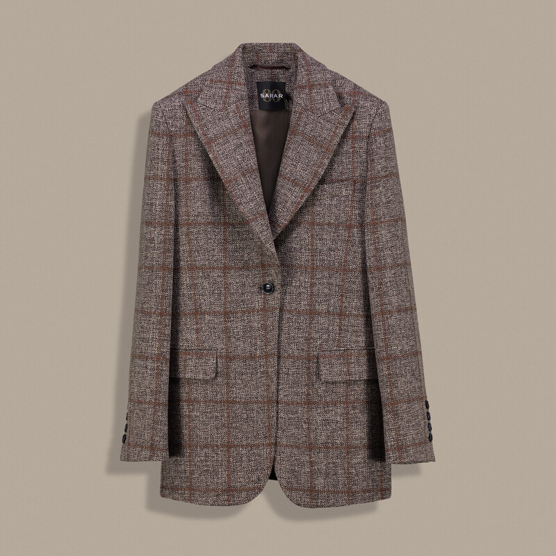 Cleir Kareli Açık Kahverengi Ceket - SARAR WOMAN