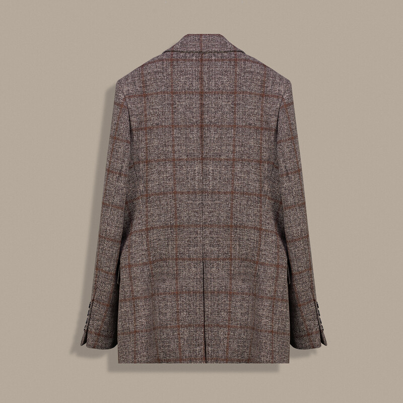 Cleir Kareli Açık Kahverengi Ceket - SARAR WOMAN