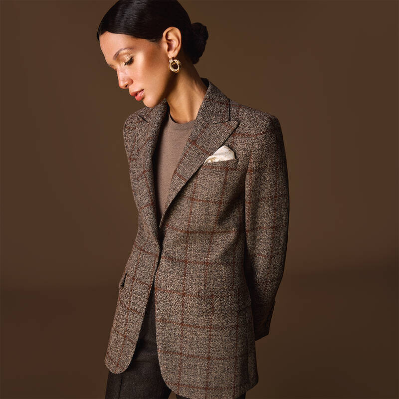 Cleir Kareli Açık Kahverengi Ceket - 1