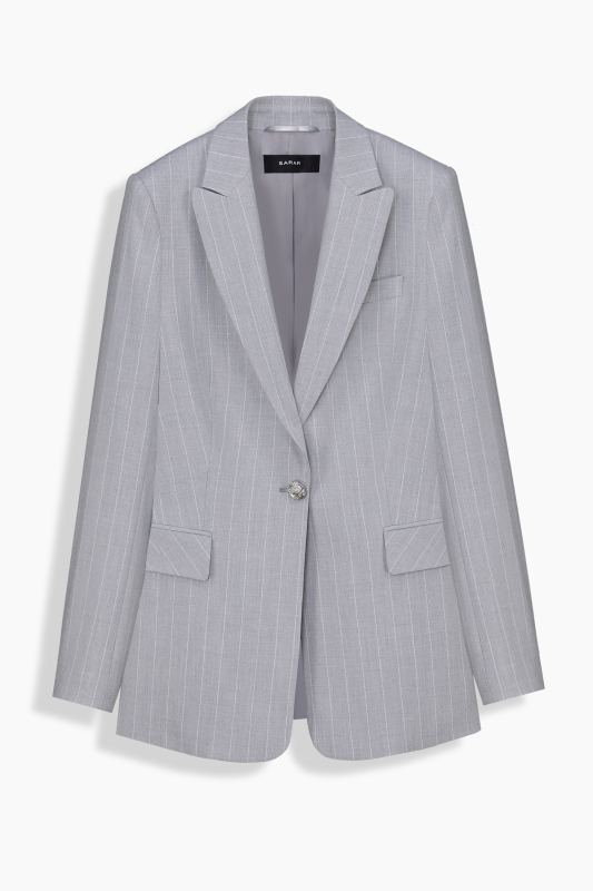 Gloriana Çizgili Gri Ceket - SARAR WOMAN