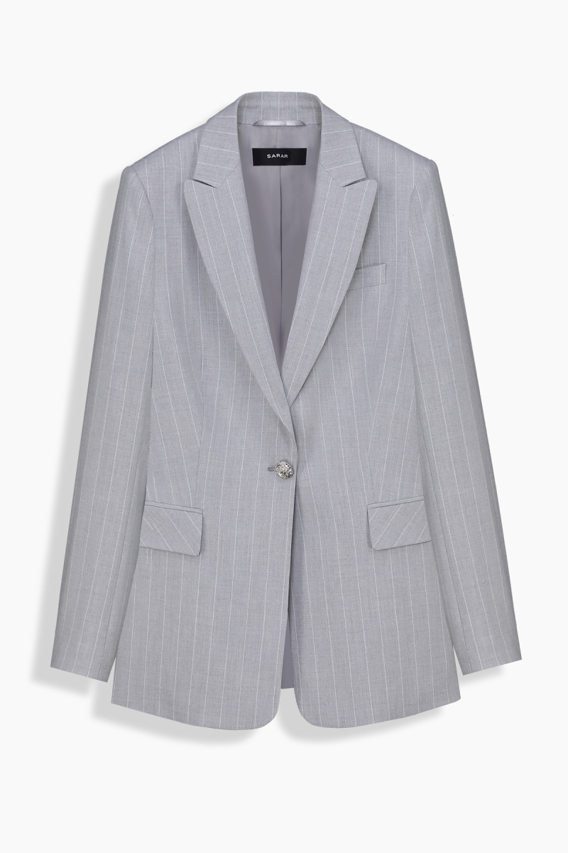 Gloriana Çizgili Gri Ceket - 1