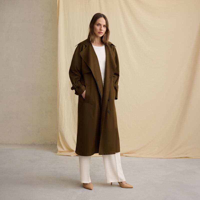 Haki Kadın Trençkot 