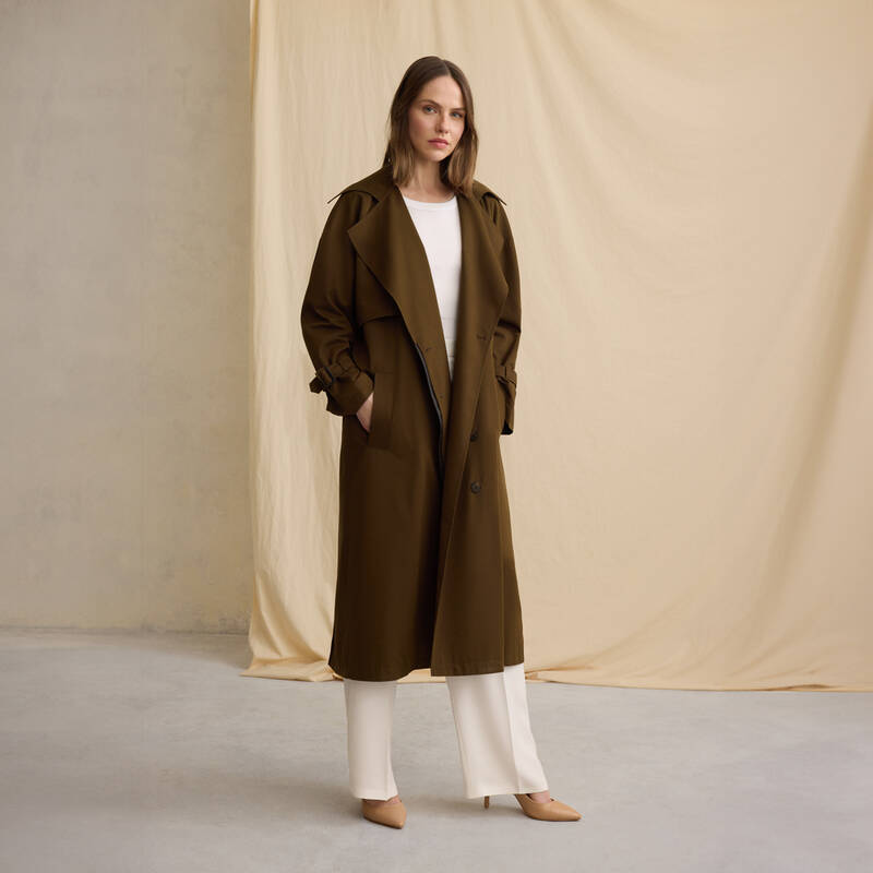 Haki Kadın Trençkot - 1