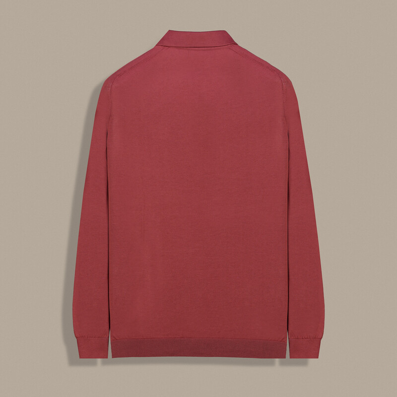 Düğmeli Polo Yaka Desenli Kiremit Triko - SARTORIA