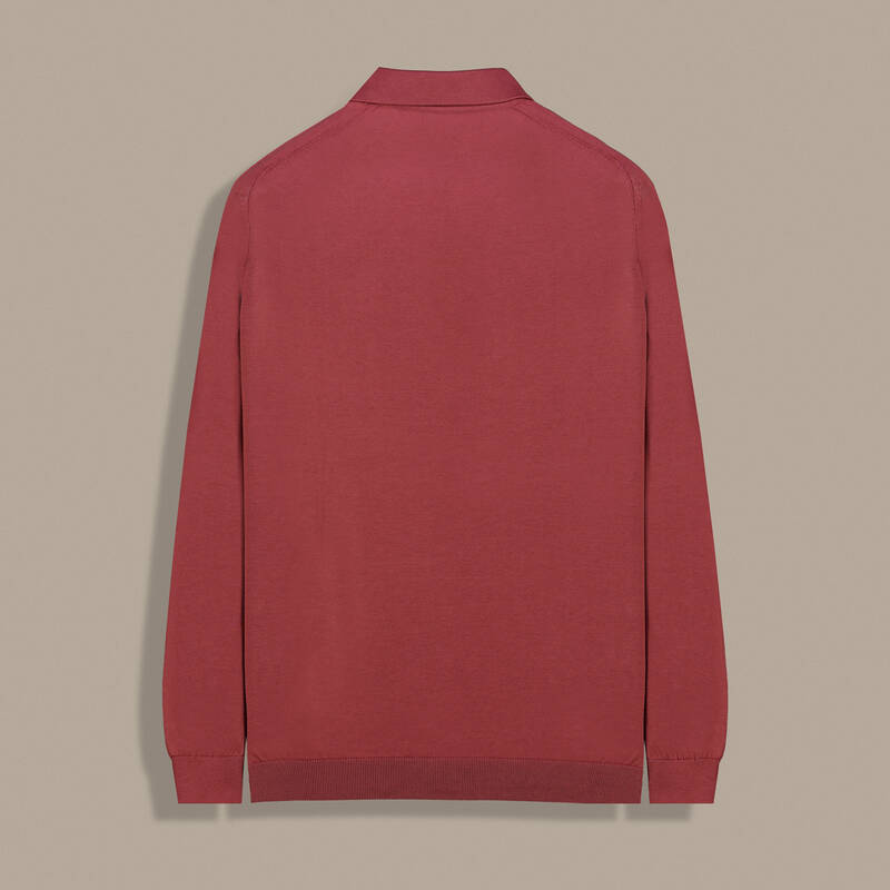 Düğmeli Polo Yaka Desenli Kiremit Triko - 2