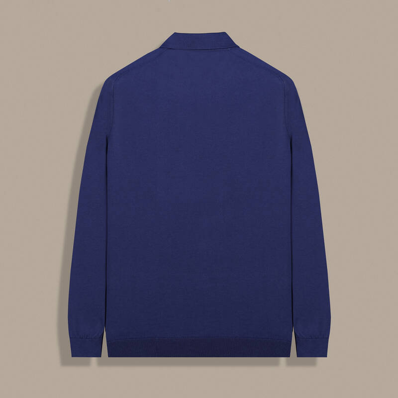 Düğmeli Polo Yaka Desenli Lacivert Triko - 2