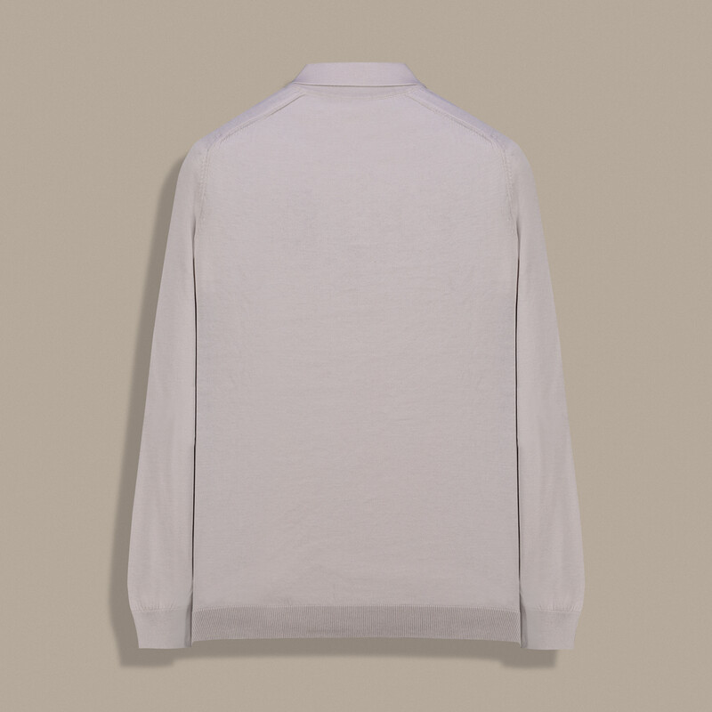 Düğmeli Polo Yaka Desenli Taş Rengi Triko - SARTORIA