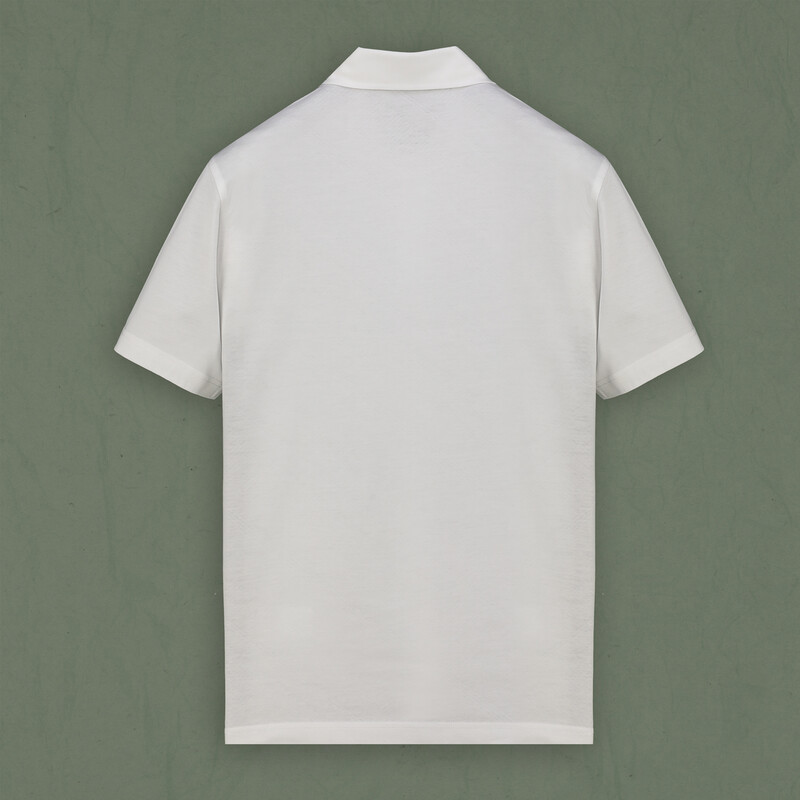 Polo Yaka Kısa Kol Pamuklu Ekru Tişört - SARTORIA