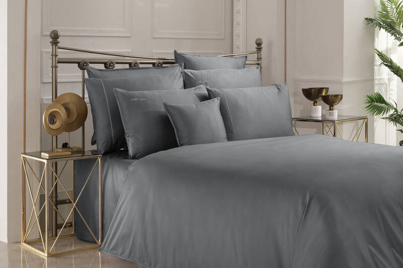 Sartoria Pamuk Saten Nevresim Takımı King Size Gri - 2