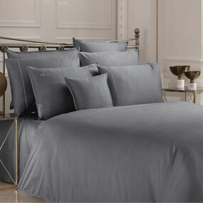 Sartoria Pamuk Saten Nevresim Takımı King Size Gri 