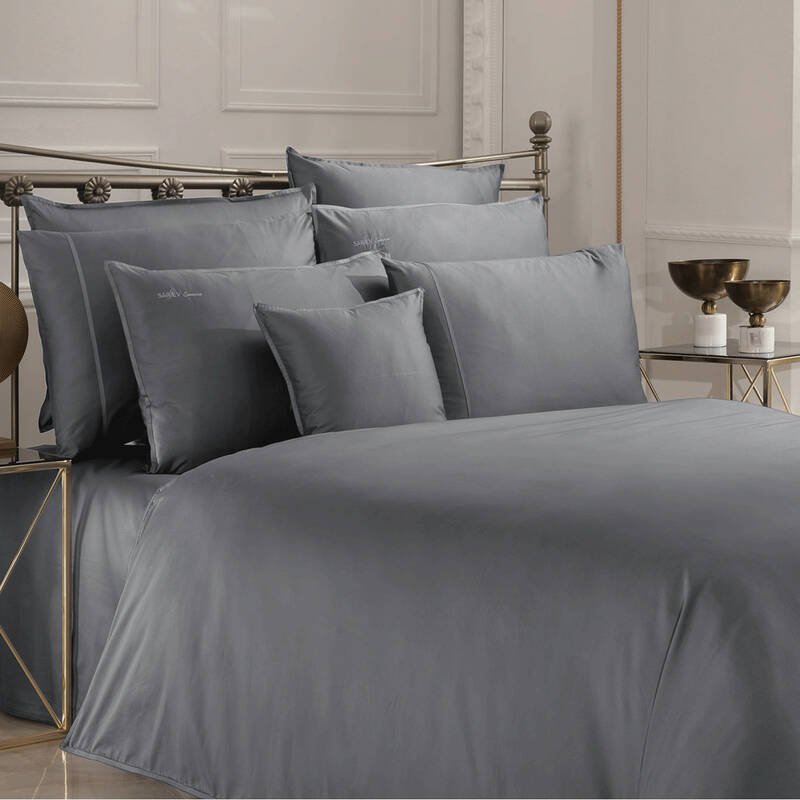 Sartoria Pamuk Saten Nevresim Takımı King Size Gri - 1