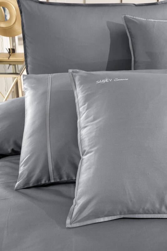 Sartoria Pamuk Saten Nevresim Takımı King Size Gri - 4