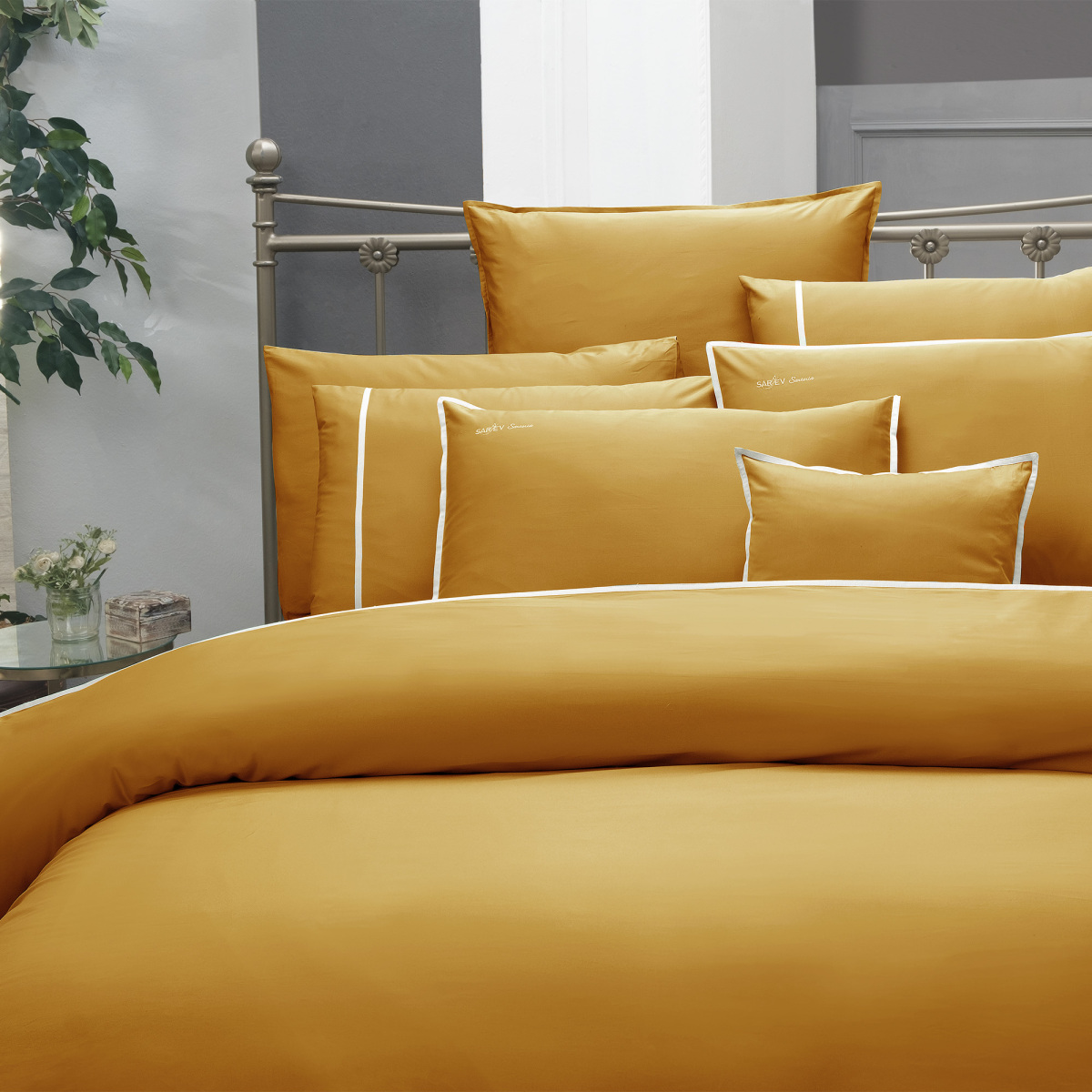 Sartoria Pamuk Saten Nevresim Takımı King Size Sarı - 2