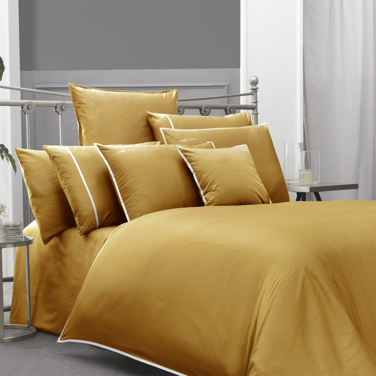 Sartoria Pamuk Saten Nevresim Takımı King Size Sarı - 1