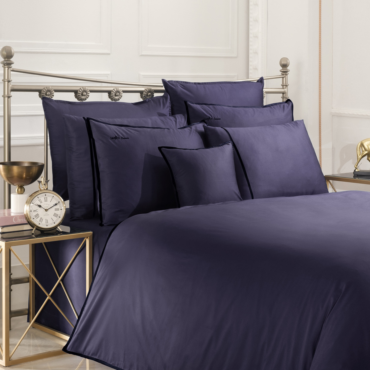 Sartoria Pamuk Saten Nevresim Takımı King Size Lacivert - 1