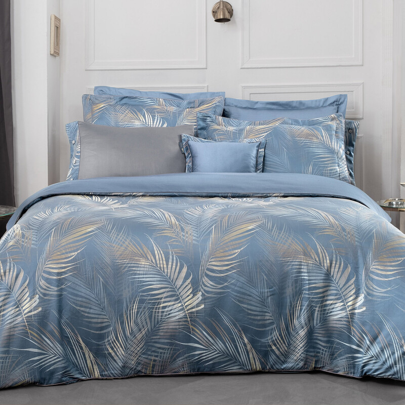 Saturn Jakarlı Çift Kişilik Mavi Nevresim Takımı 