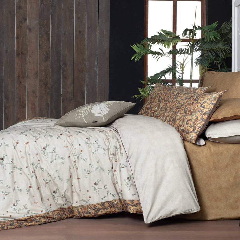 Saura Fancy King Size Bej Nevresim Takımı - 2