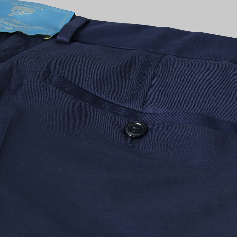 Saxon Koyu Lacivert Yün Kumaş Pantolon - 4