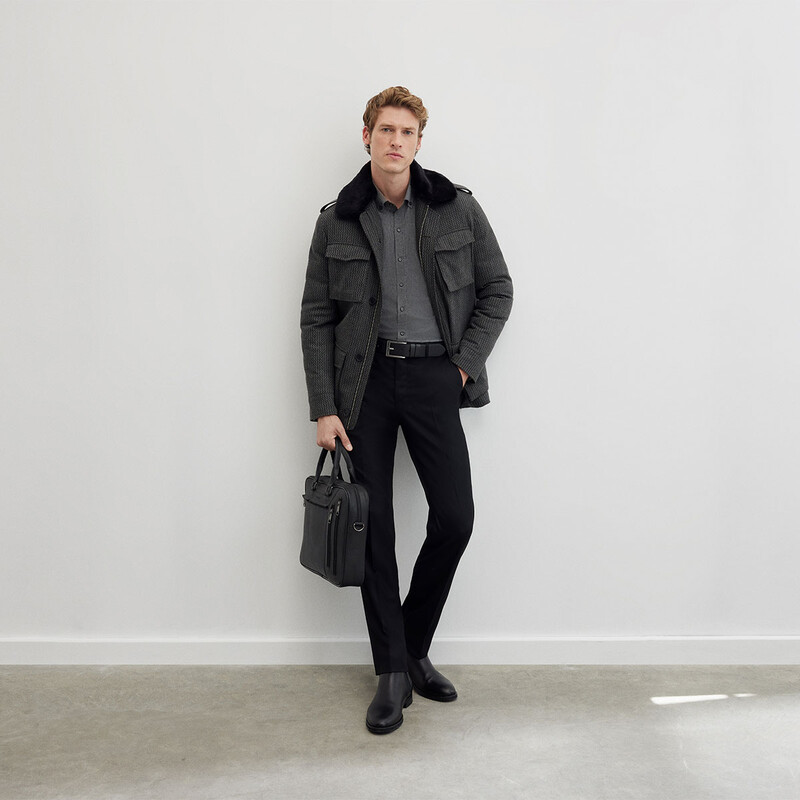 Saxon Siyah Kumaş Pantolon 