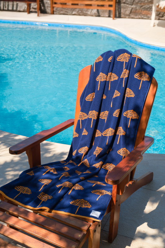 Şemsiye Desen 90x160 Lacivert Plaj Havlusu - SARAR