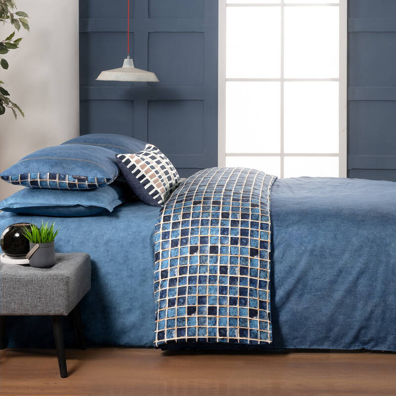 Sensa Saten King Size İndigo Nevresim Takımı - 1