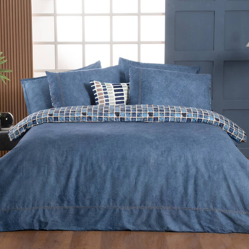 Sensa Saten King Size İndigo Nevresim Takımı - 2