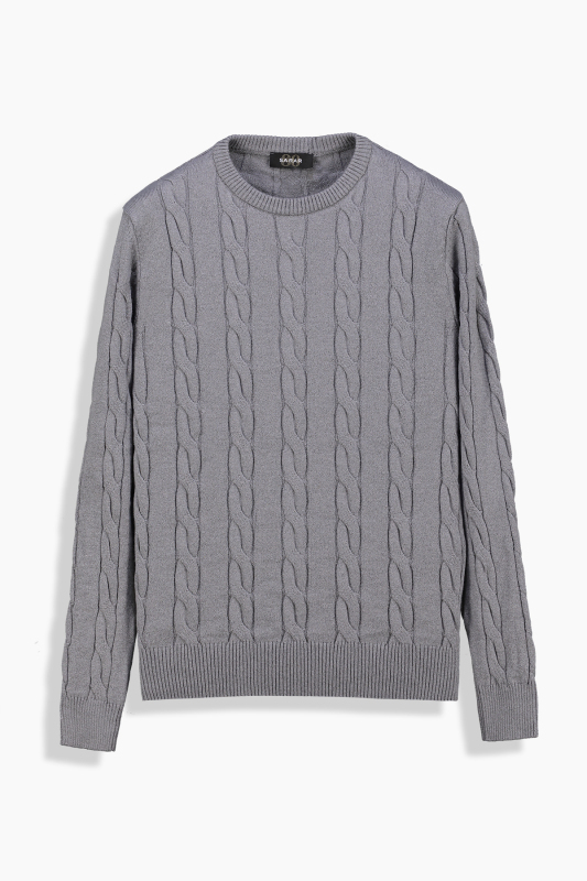 Seraphine Bisiklet Yaka Gri Triko - SARAR WOMAN