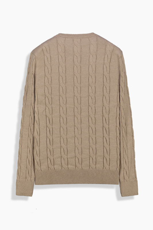 Seraphine Bisiklet Yaka Bej Triko - SARAR WOMAN