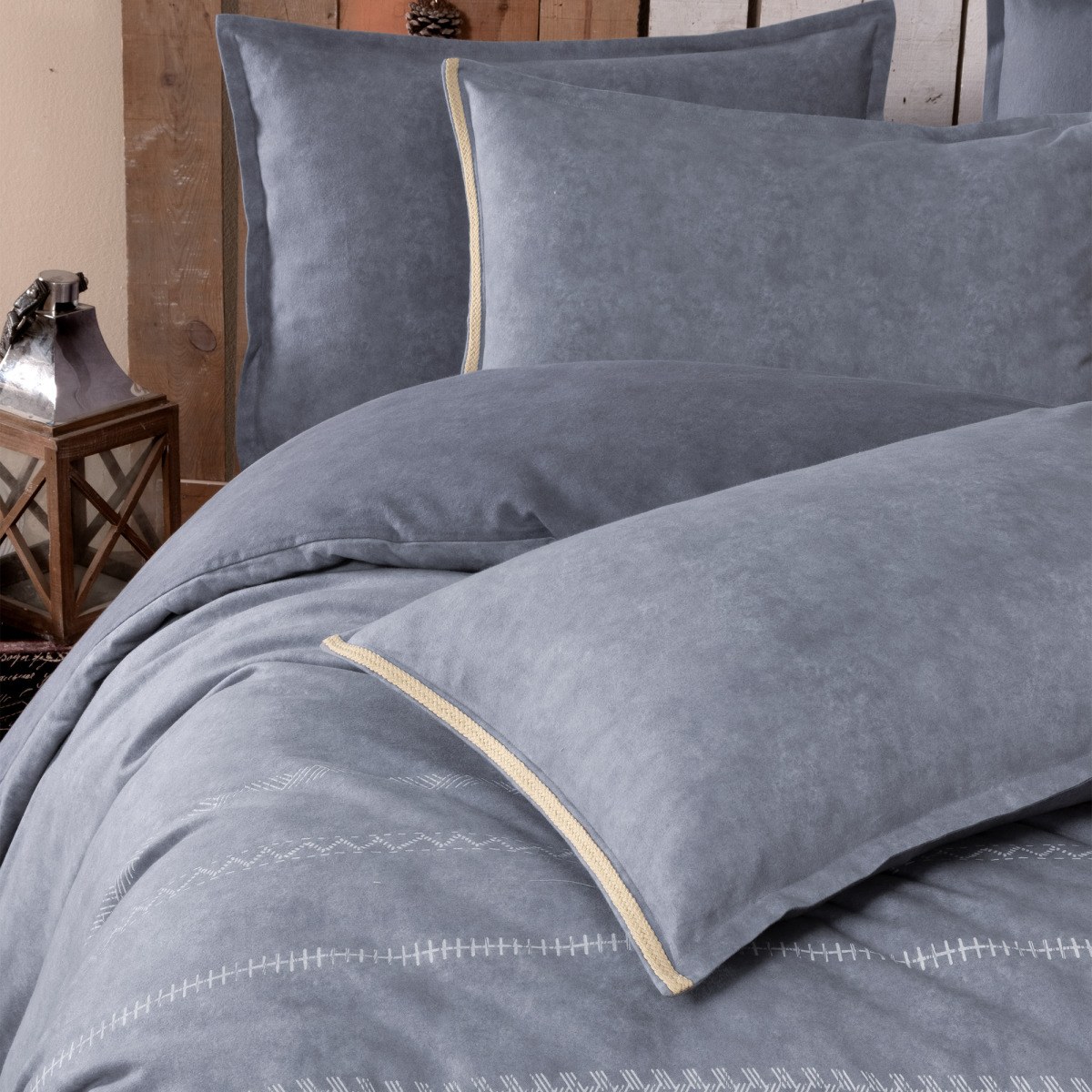 Shaw Flanel Nevresim Takımı King Size Mavi - 5