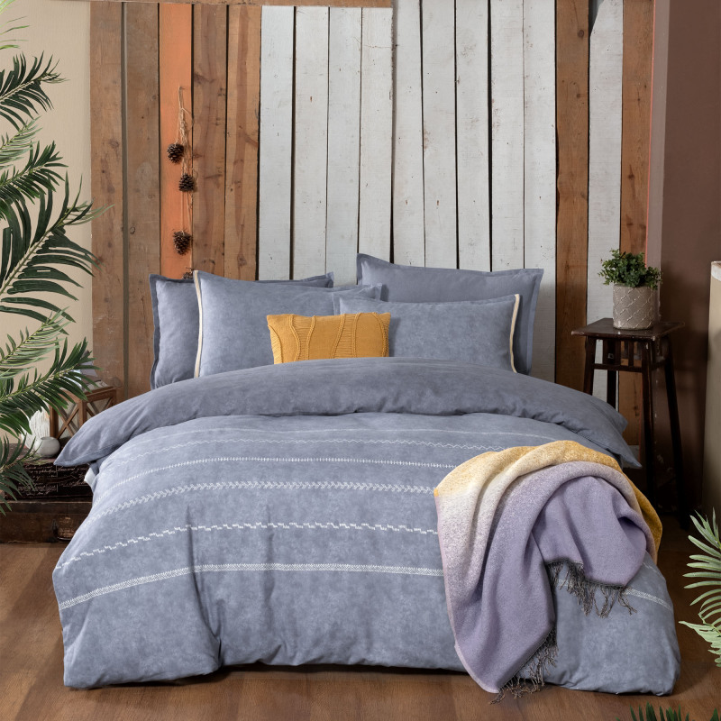 Shaw Flanel Nevresim Takımı King Size Mavi 