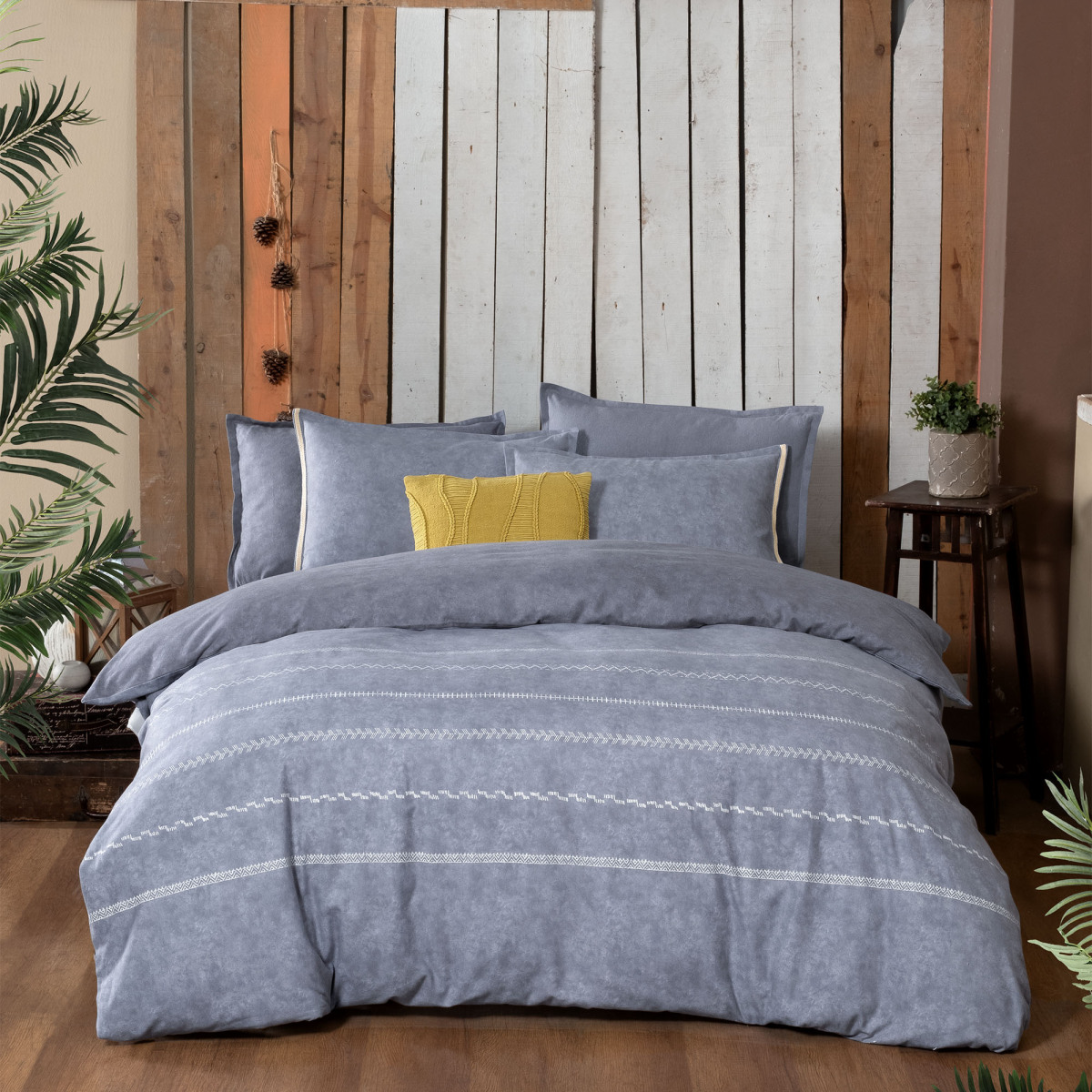 Shaw Flanel Nevresim Takımı King Size Mavi - 2