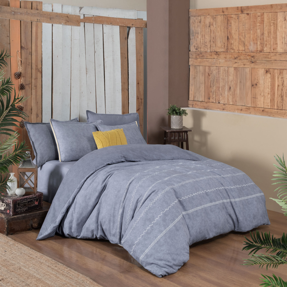 Shaw Flanel Nevresim Takımı King Size Mavi - 3