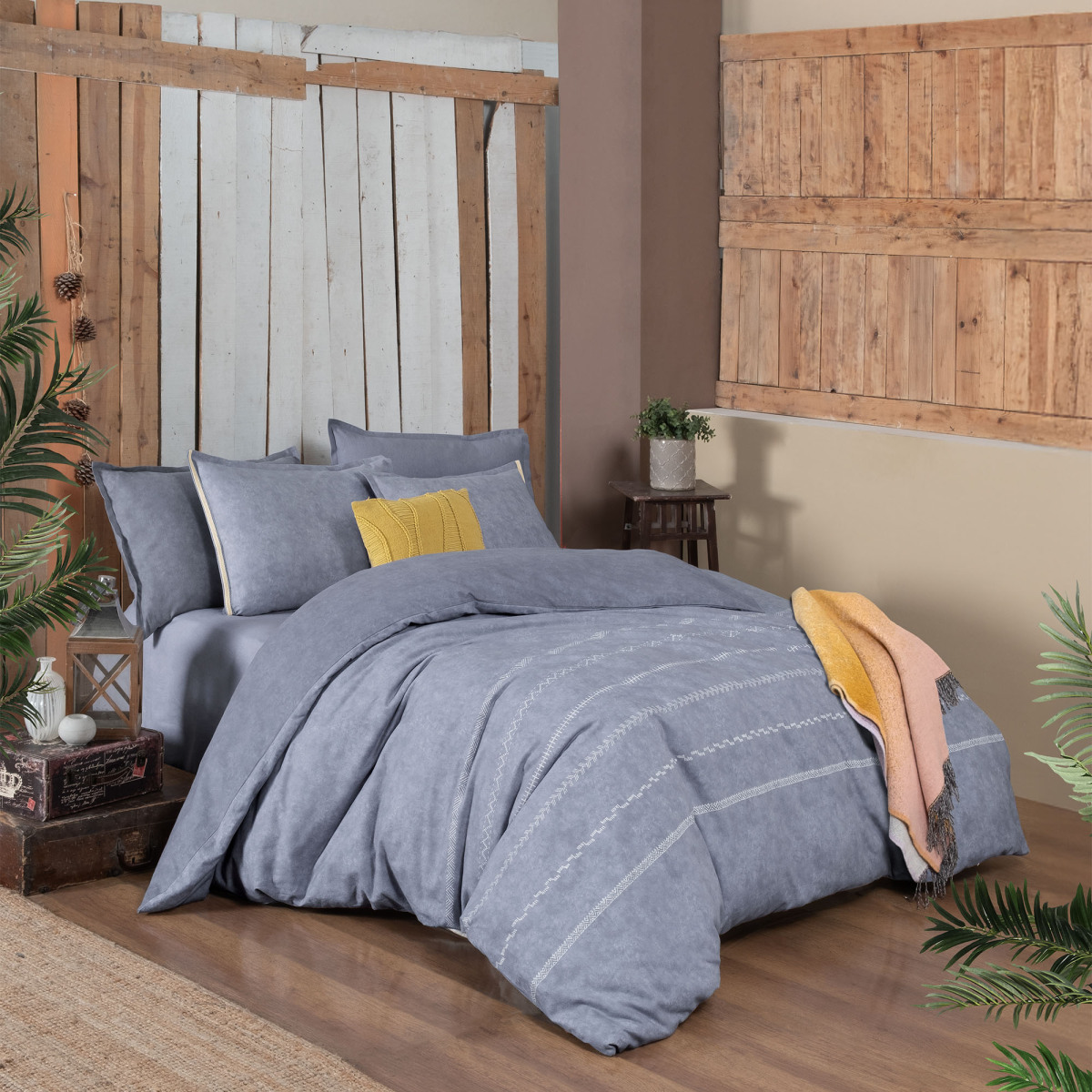 Shaw Flanel Nevresim Takımı King Size Mavi - 4