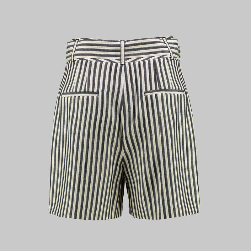 Sheryl Çizgili Siyah Şort - 3