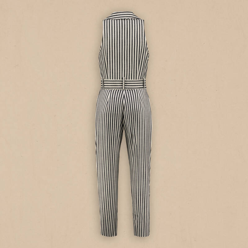 Sheryl Çizgili Siyah Tulum - 2