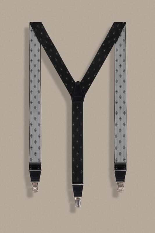 Siyah Baklava Desenli Pantolon Askısı - SARAR