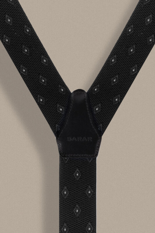 Siyah Baklava Desenli Pantolon Askısı - SARAR