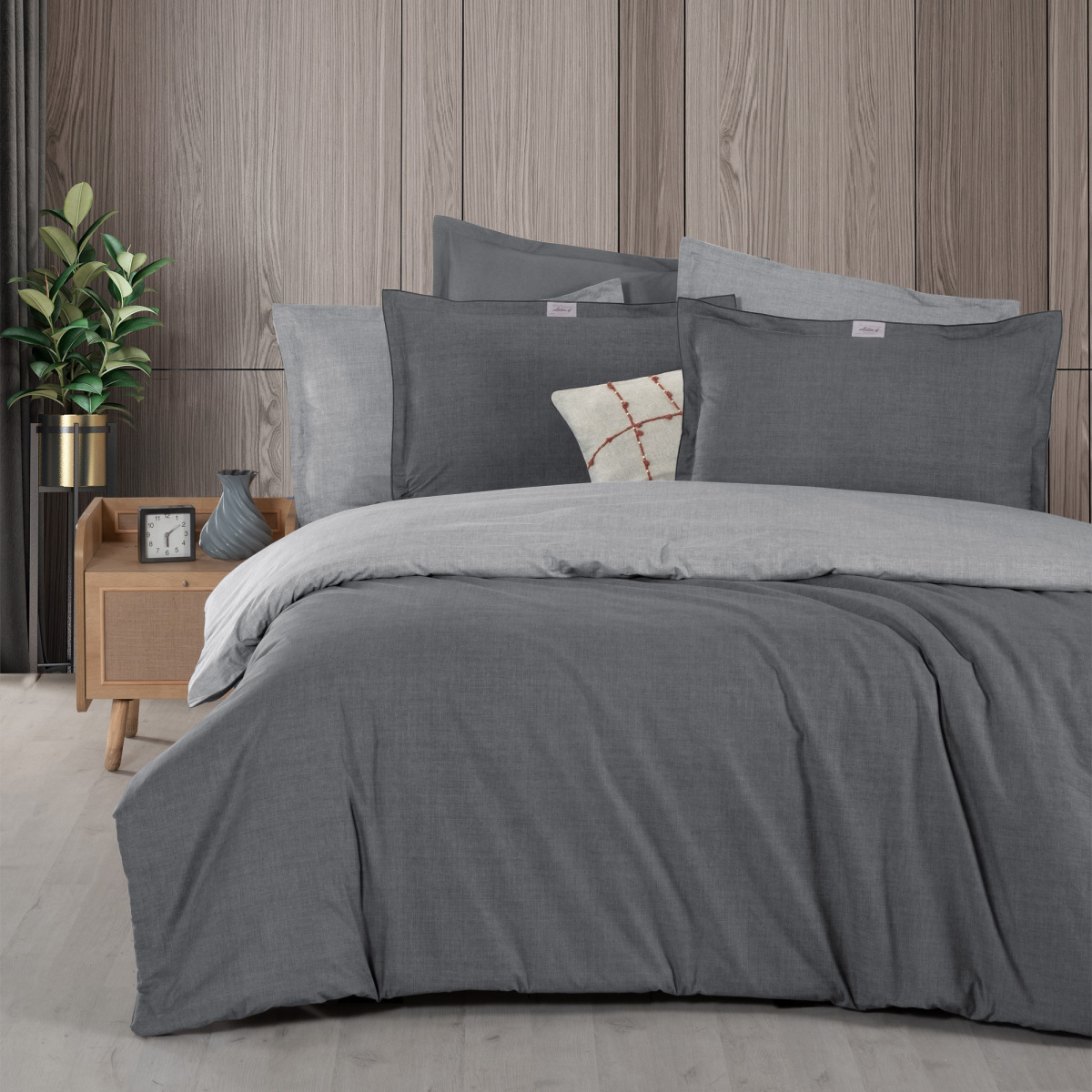 Solo Tone Ranforce Nevresim Takımı Tek Kişilik Gri - 1