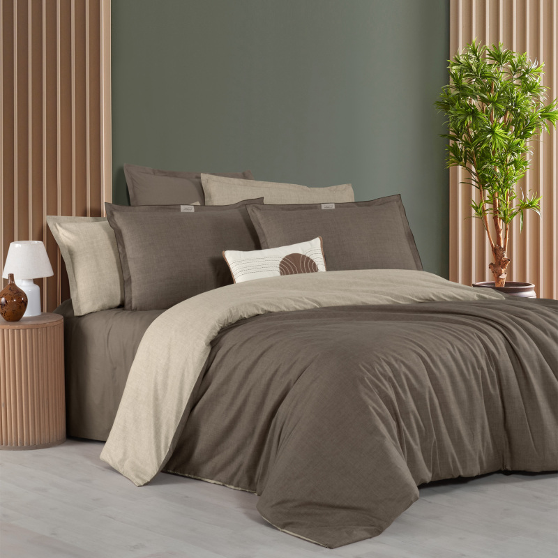 Solo Tone Ranforce Nevresim Takımı Çift Kişilik Mocha 