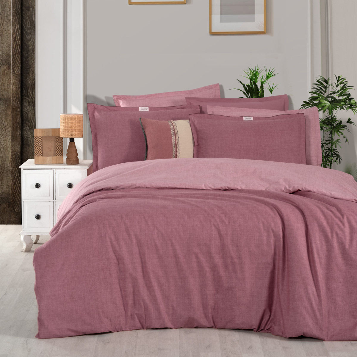 Solo Tone Ranforce Nevresim Takımı Tek Kişilik Pembe - 1