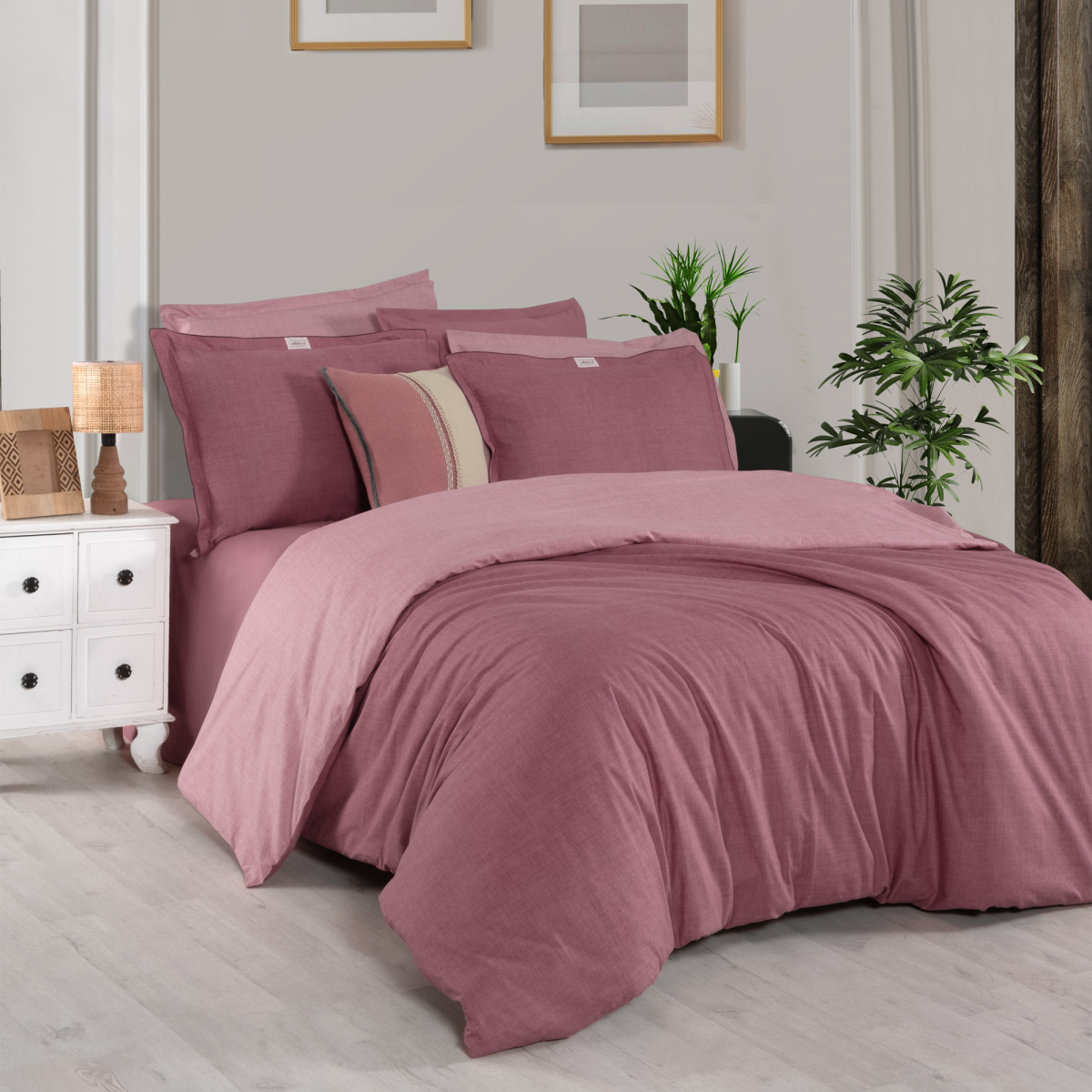 Solo Tone Ranforce Nevresim Takımı Tek Kişilik Pembe - 2