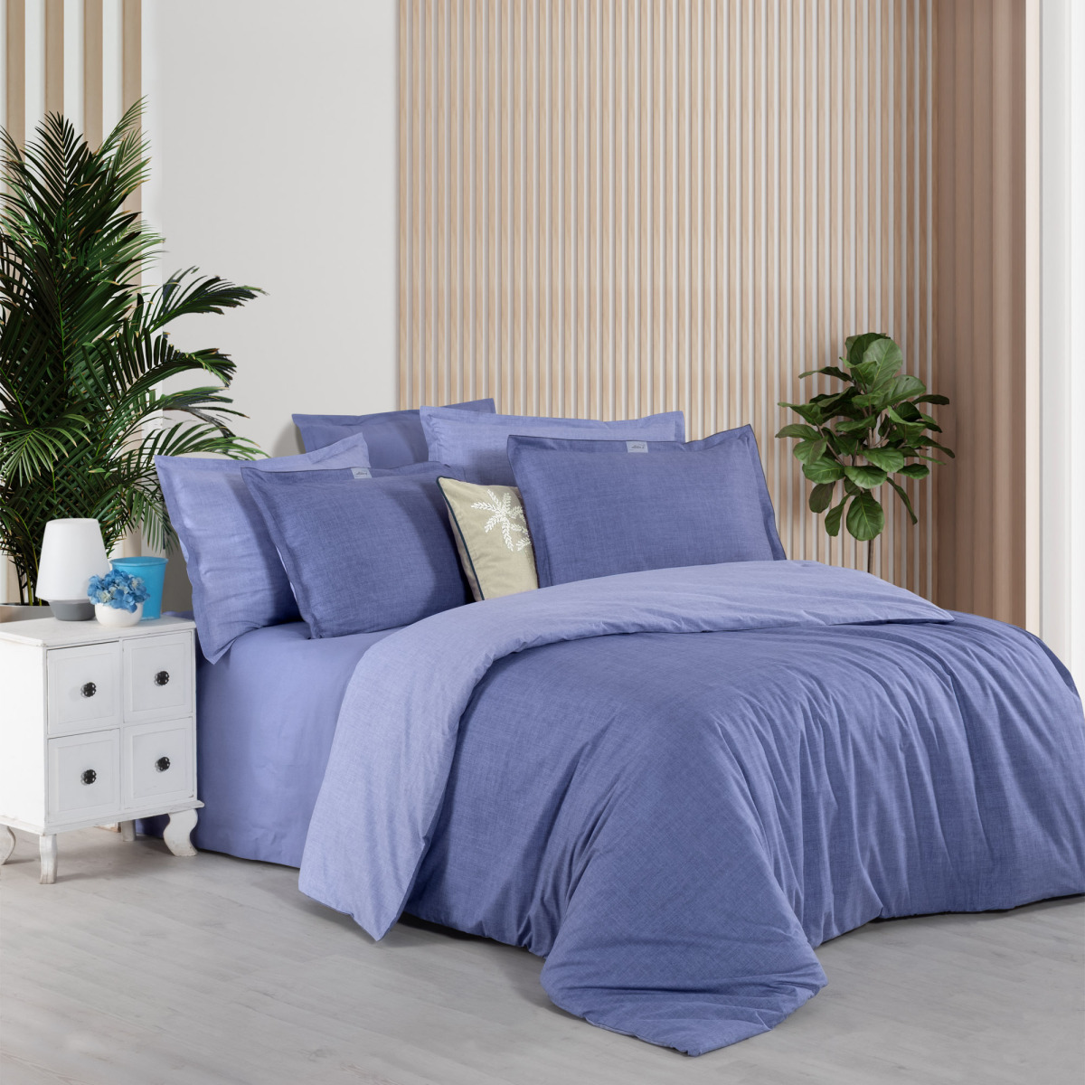 Solo Tone Ranforce Nevresim Takımı Tek Kişilik Mavi - 1