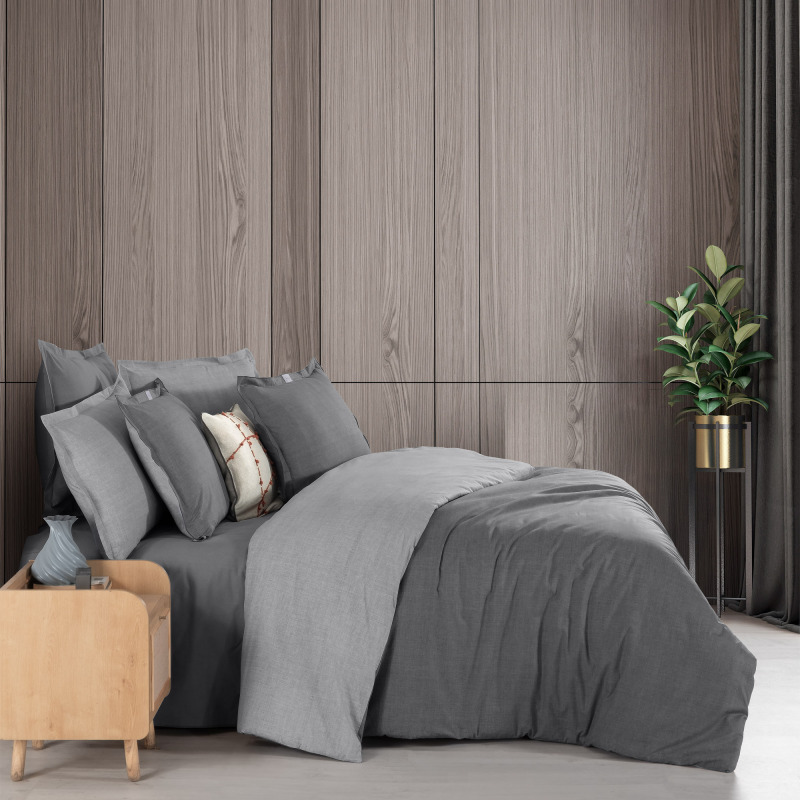 Solo Tone Ranforce Nevresim Takımı Çift Kişilik Gri 