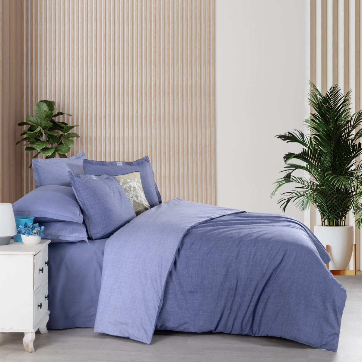 Solo Tone Ranforce Nevresim Takımı Çift Kişilik Mavi - 2