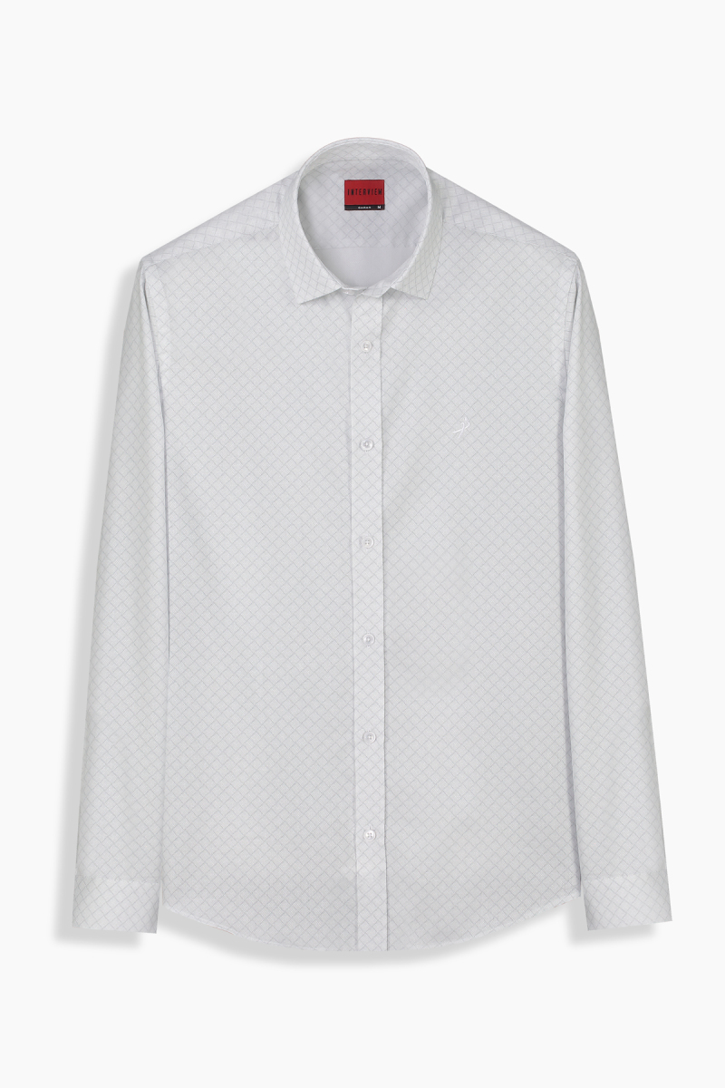 Sosa Uzun Kol Baklava Desenli Gri Gömlek - 1