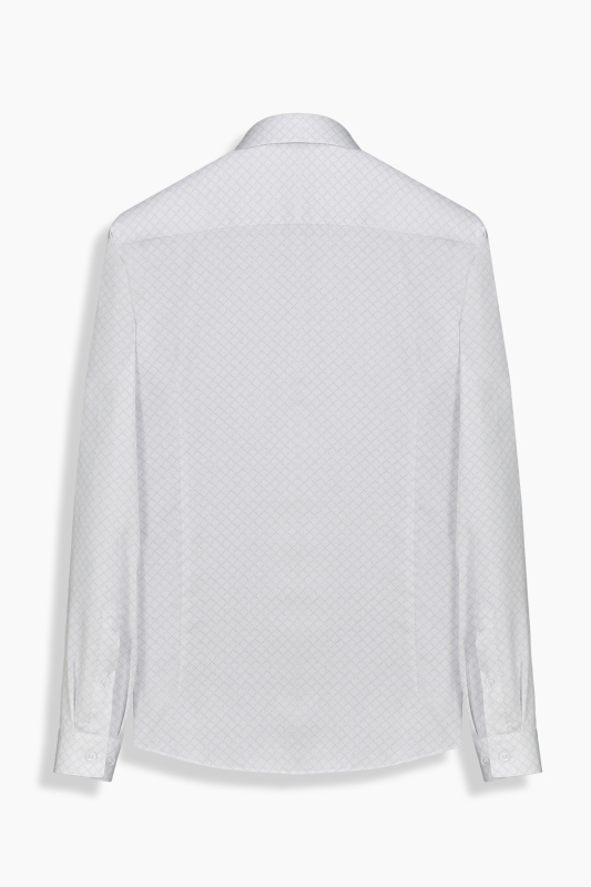 Sosa Uzun Kol Baklava Desenli Gri Gömlek - INTERVIEW