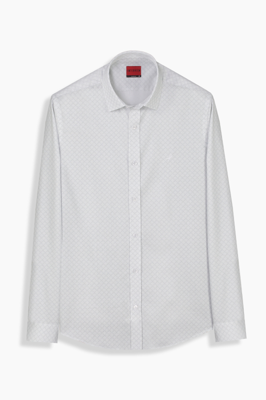 Sosa Uzun Kol Baklava Desenli Gri Gömlek 